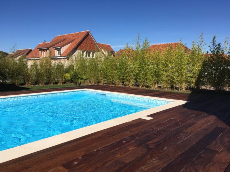 Piscine entourée de bambou