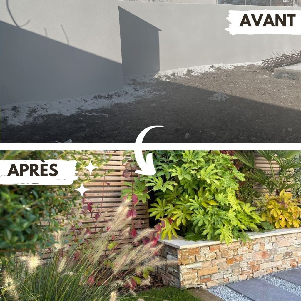 Avant/après d'un mur de jardin
